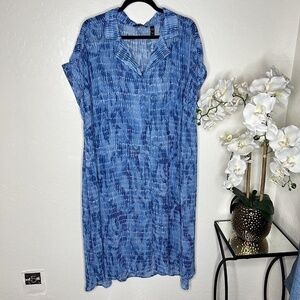 H by Halston Sheer Button Down Cover Up dress 3XP